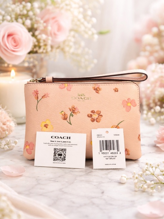 Coach Handbags - Coach Corner Zip Wristlet With Mystical Floral Print NWT